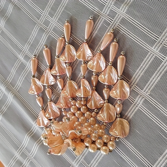 Peachy Pink Beaded Hair Barrette - Picture 2 of 5